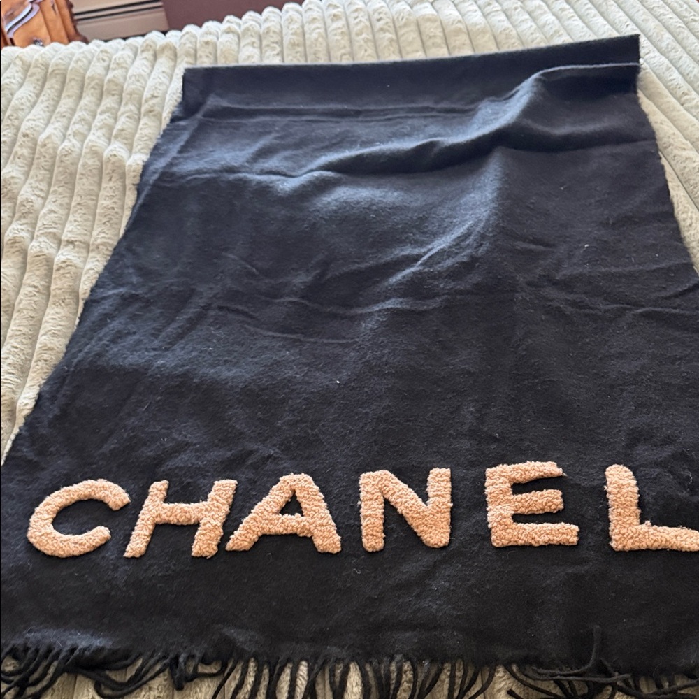 Chanel Black Skirt with Tan Logo